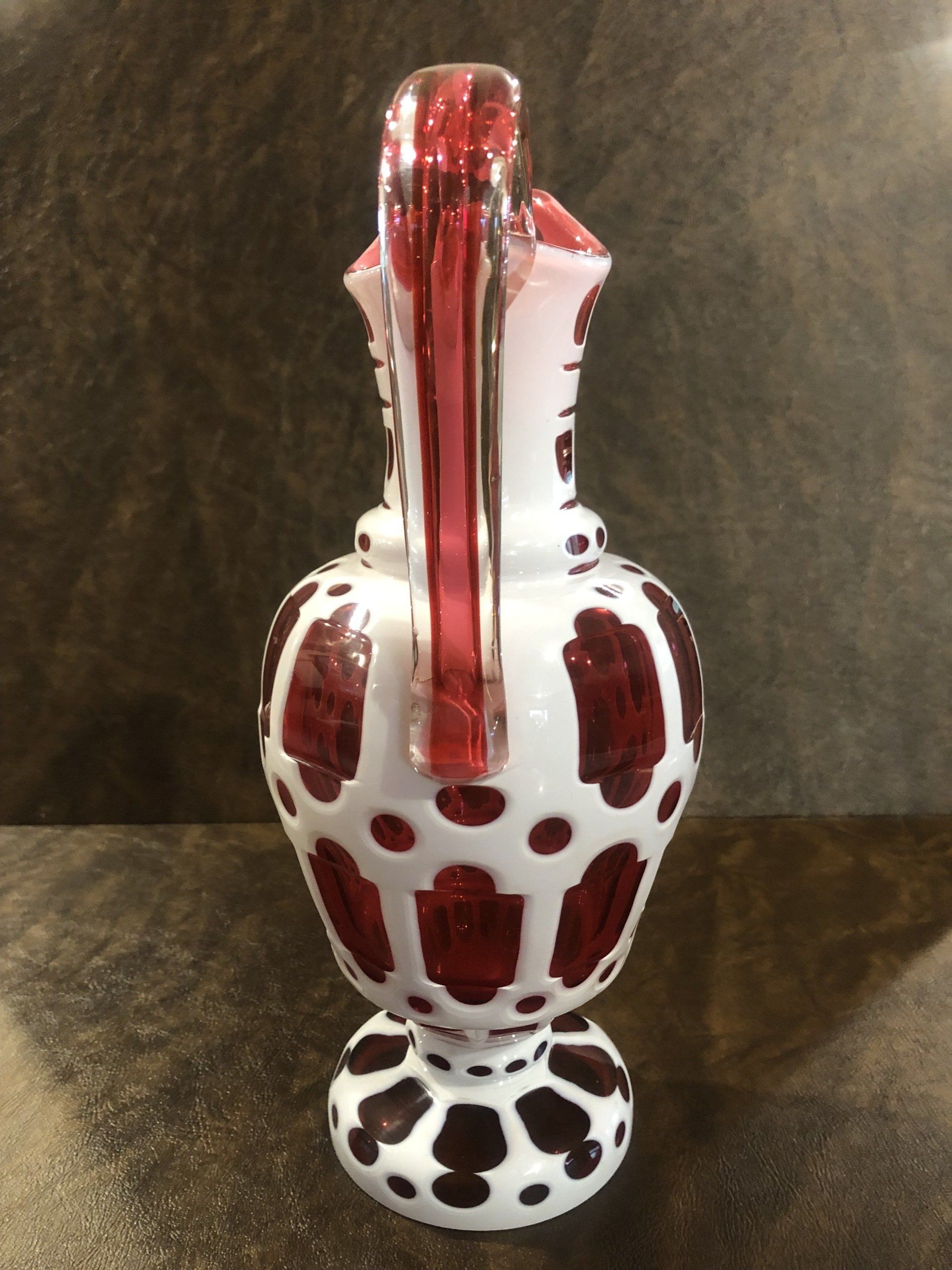 European Wheel-Cut Cased Glass Ewer For Sale