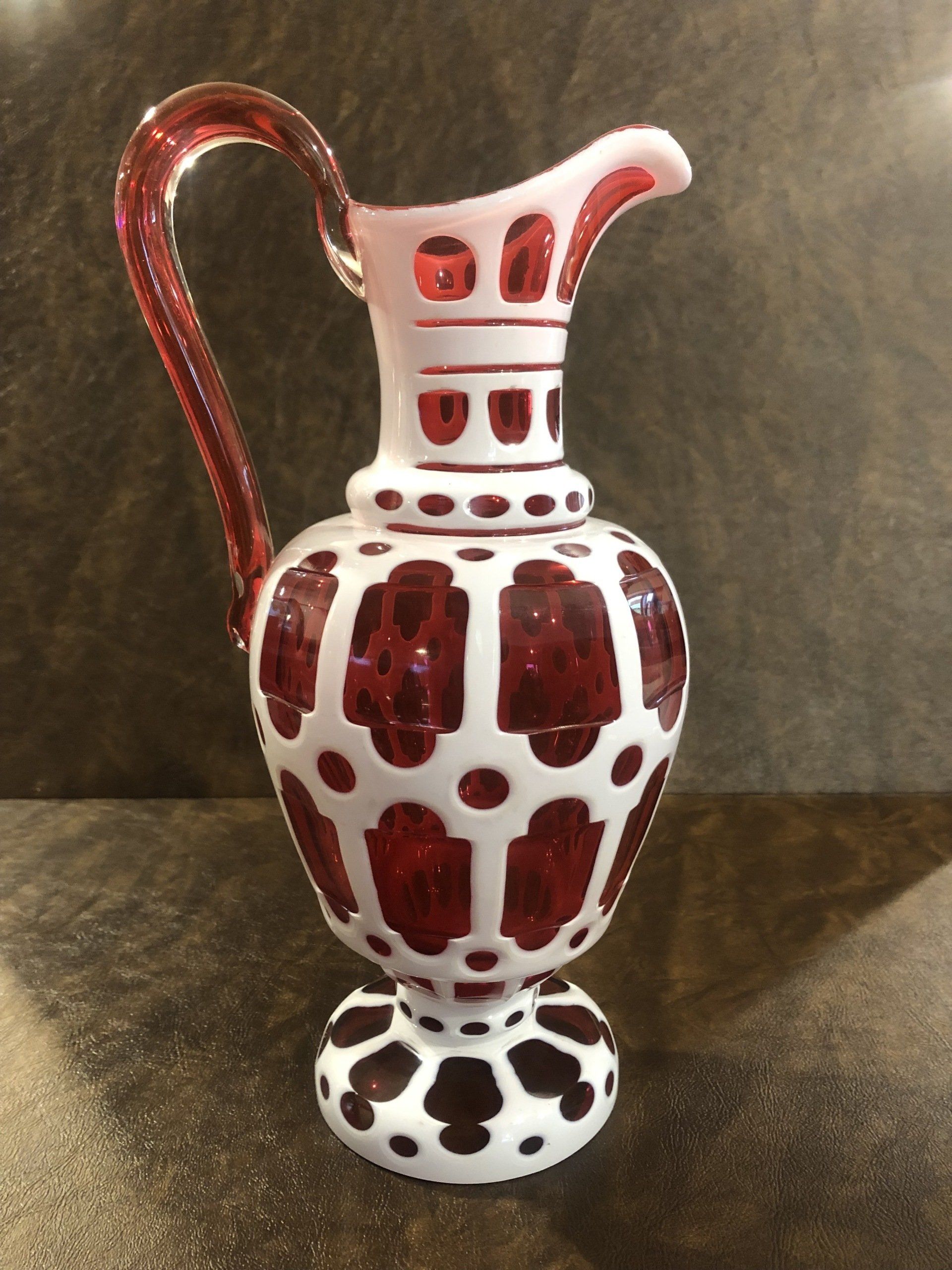 European Wheel-Cut Cased Glass Ewer