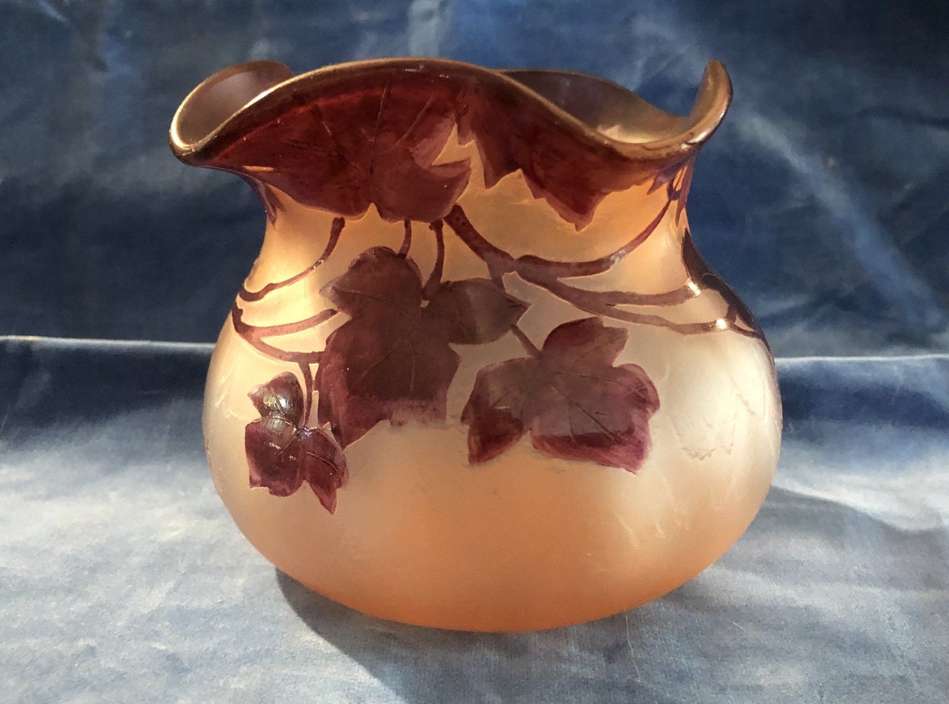 Antique French Legras Cameo Glass Vase For Sale