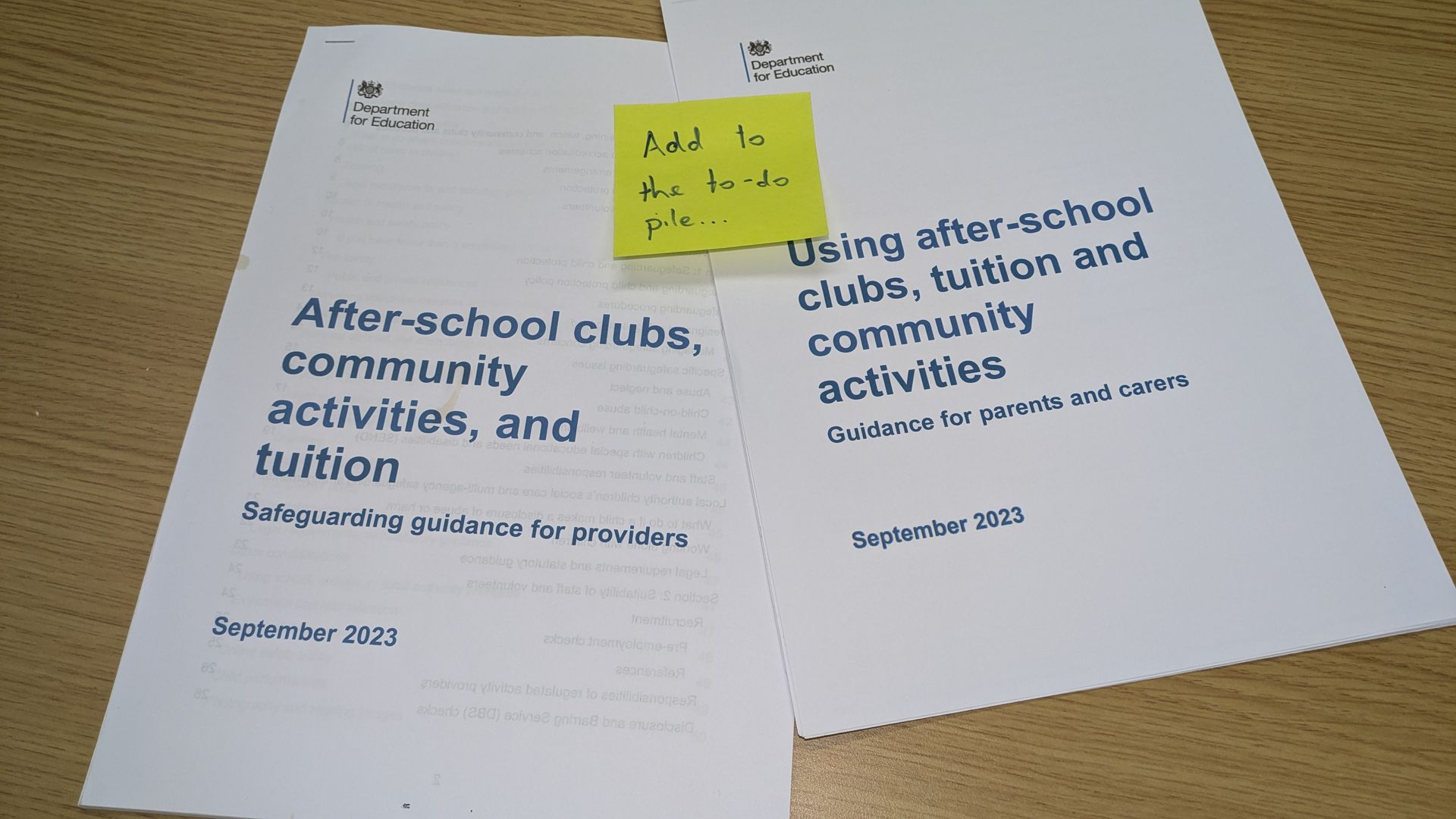 Two guidance documents from the Department of Education