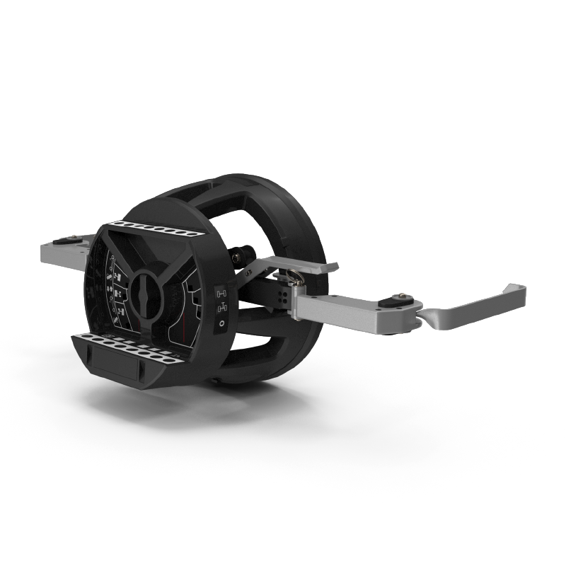 A black object is sitting in a white circle on a white surface.