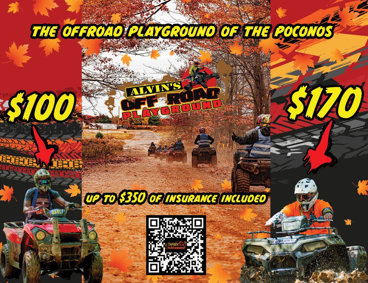 An advertisement for an offroad playground of the poconos