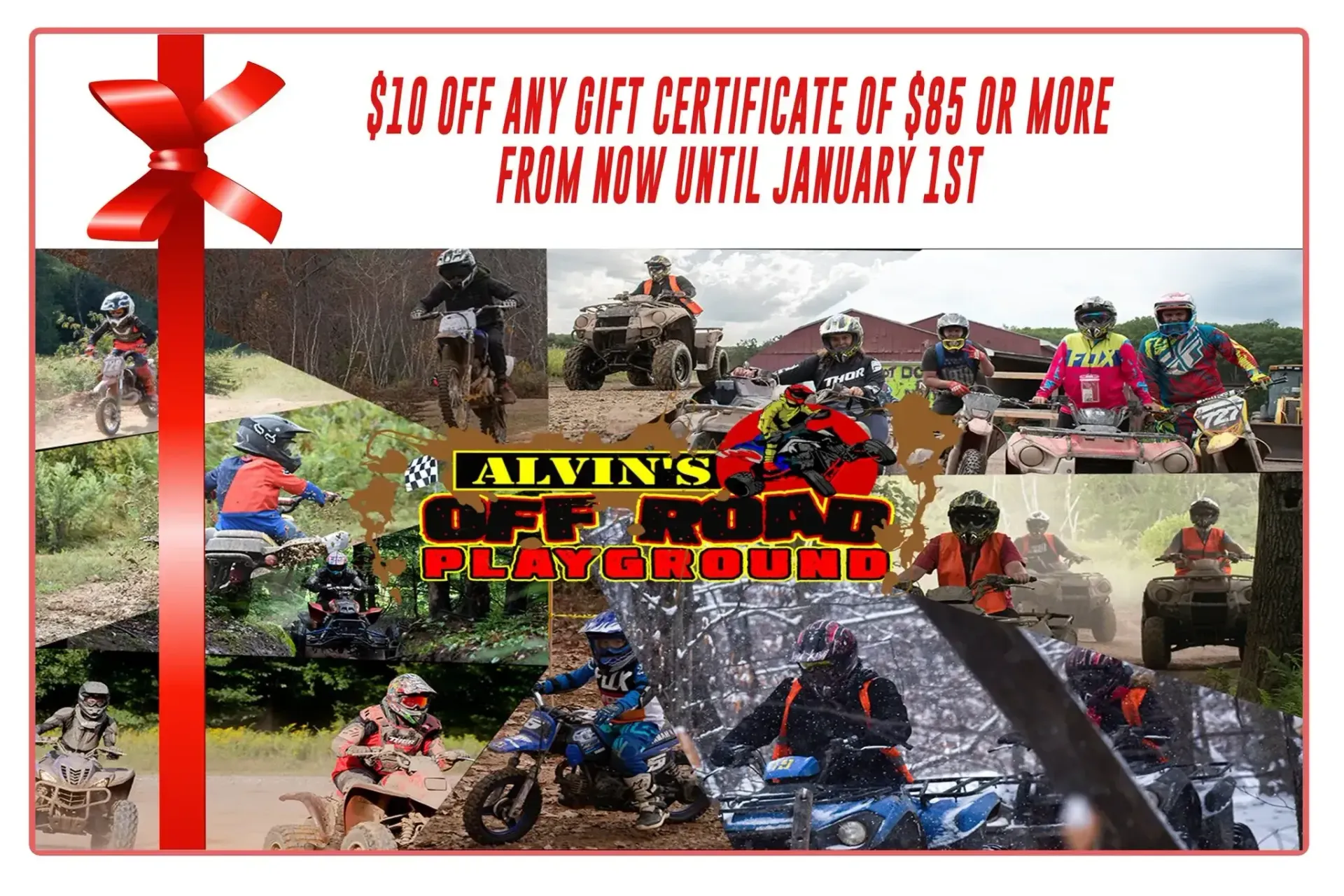 A gift certificate for $ 10 off any gift certificate of $ 85 or more