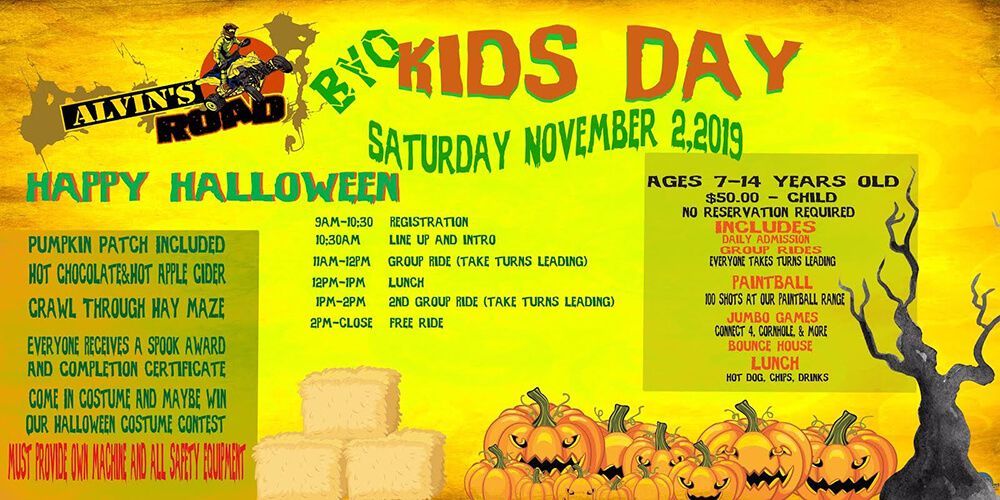 A poster for kids day on saturday november 2nd 2019