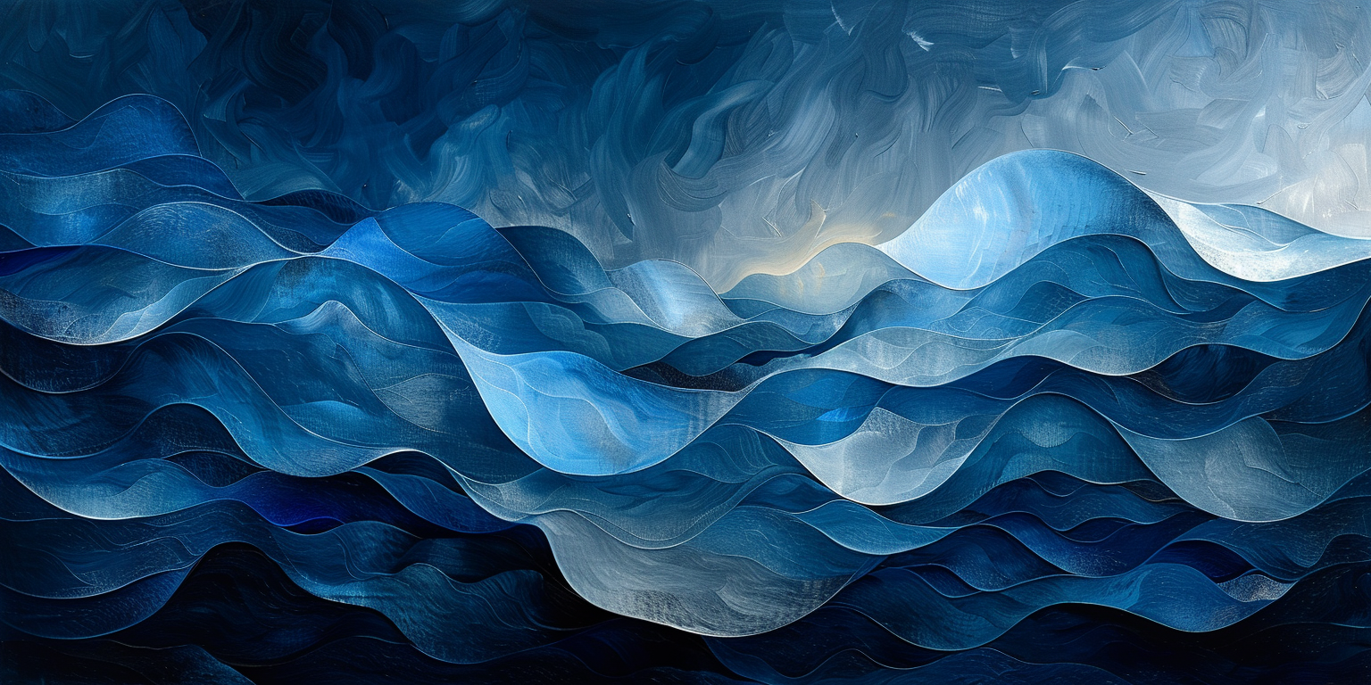 It is a painting of waves in the ocean.