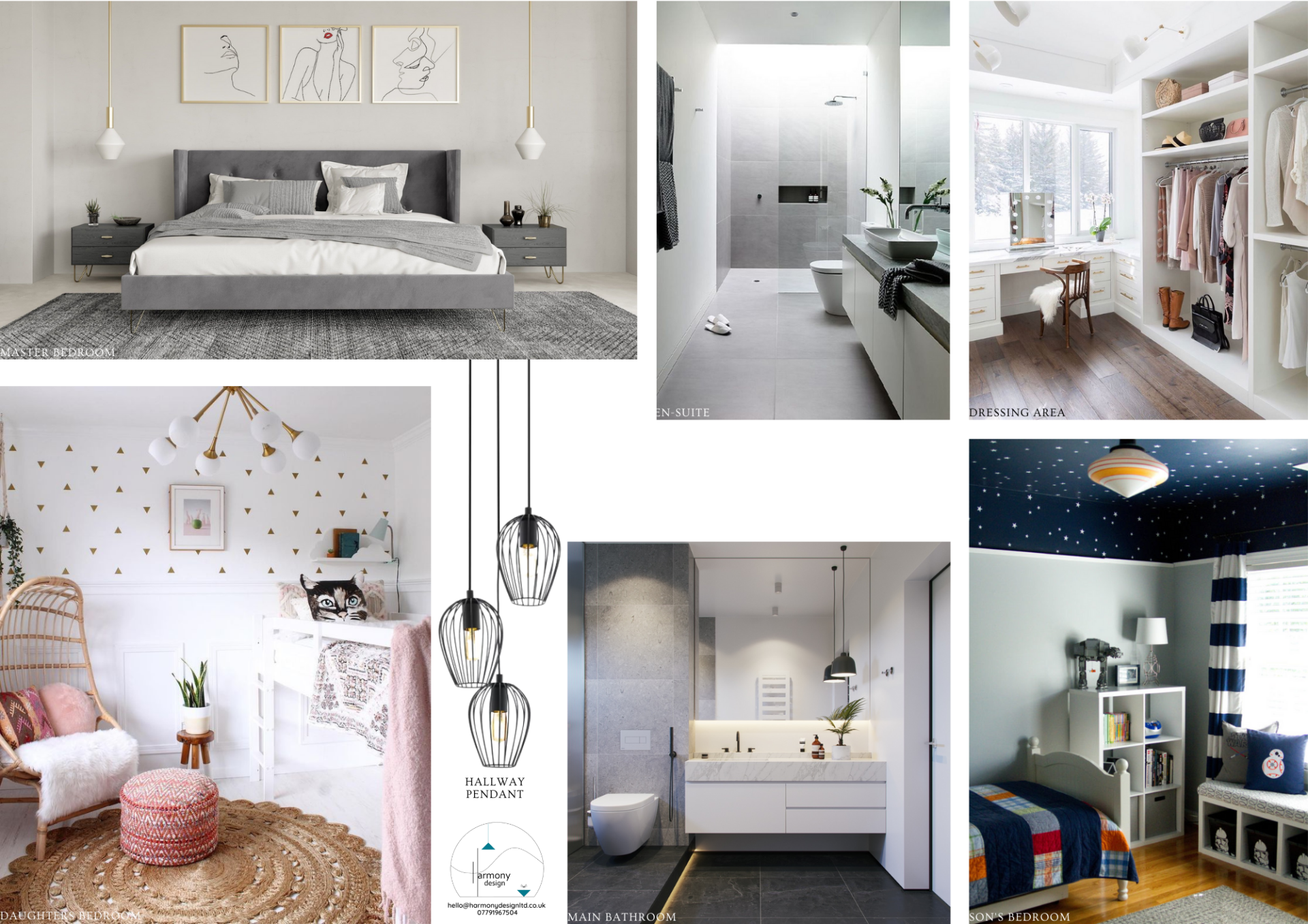 House moodboard, upstais layout change of bedrooms and bathroom.