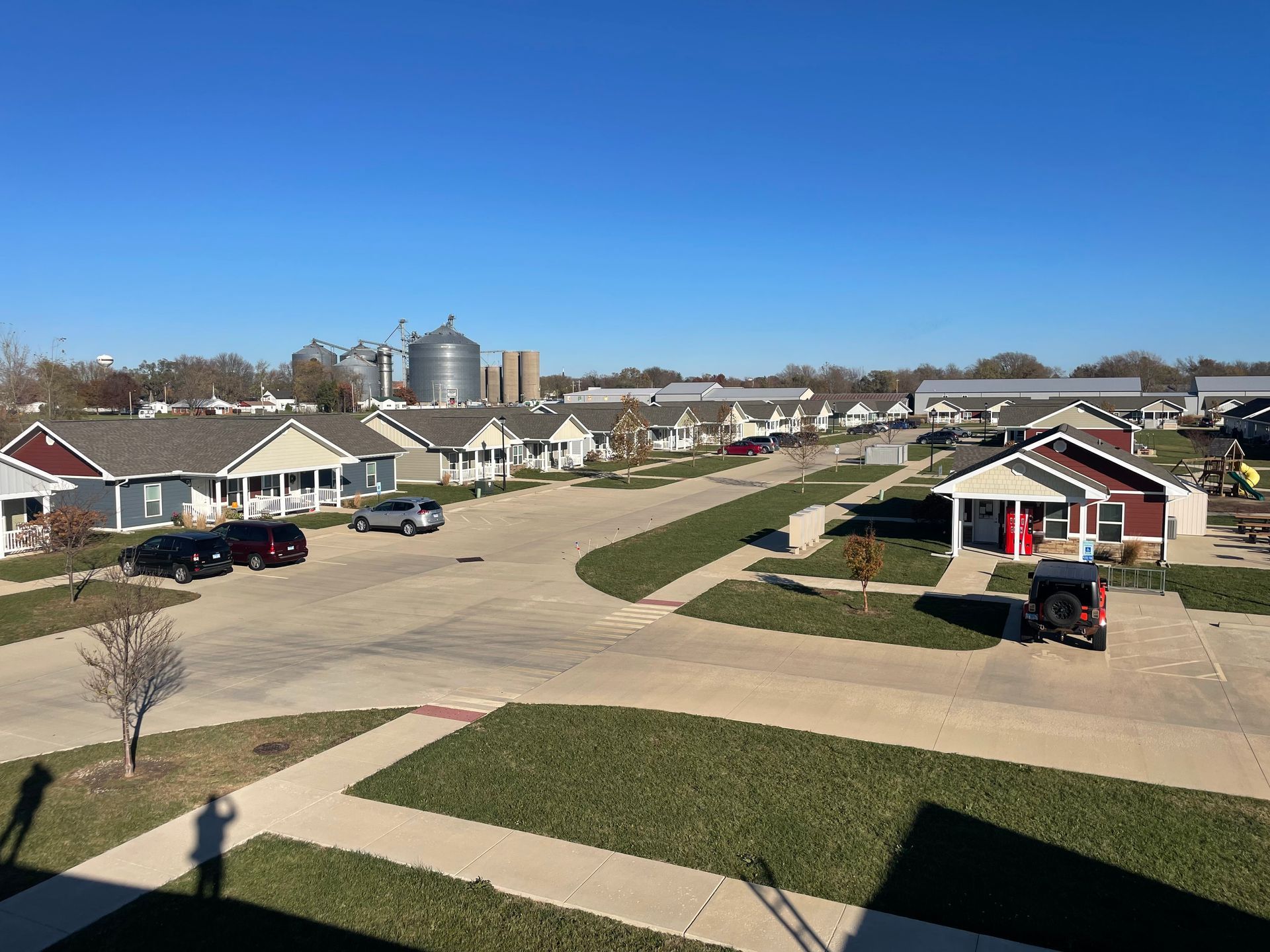 Aerial view of Rider Place Apartments building