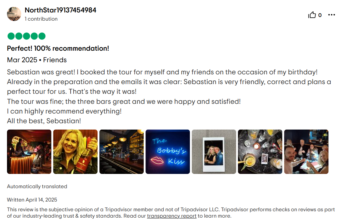 Secret Bars Tour TripAdvisor review