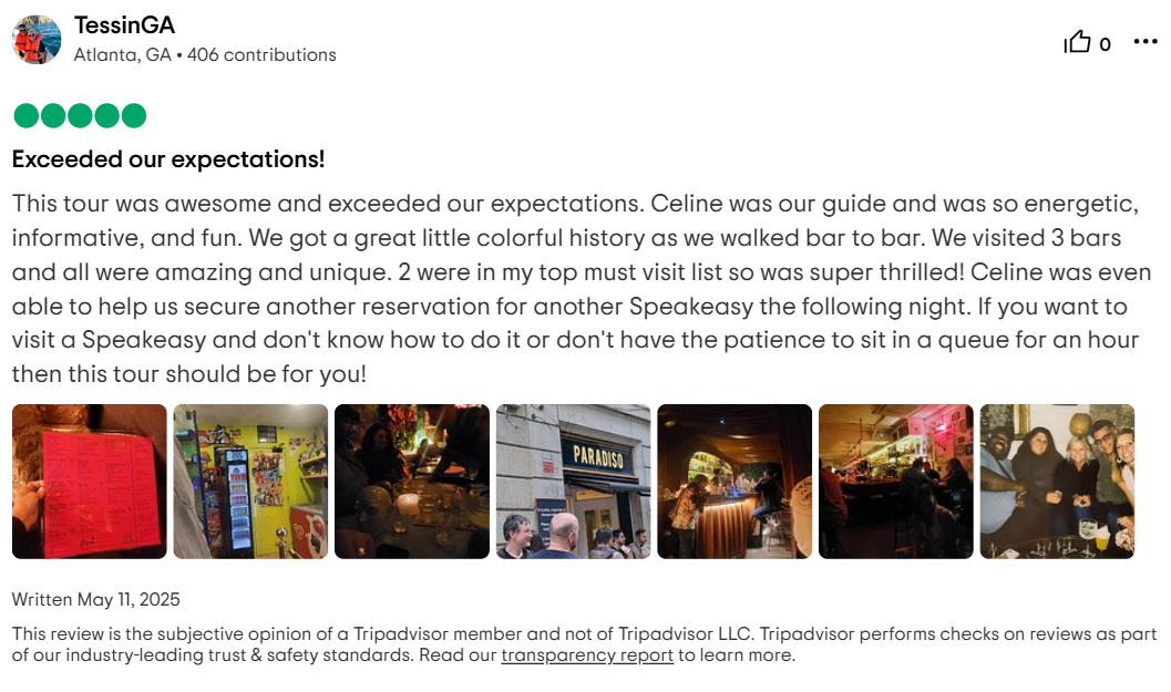 Secret Bars Tour TripAdvisor review
