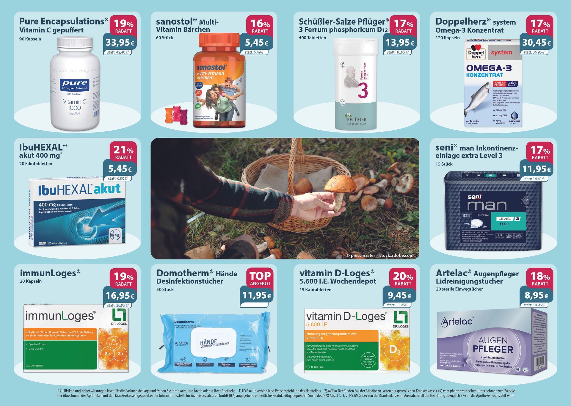 Ein Flyer für eine Apotheke mit dem Bild eines Babys darauf.