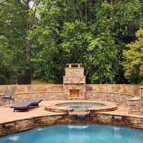Outdoor Living area with Beautiful Stonework 