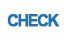 The word check is written in blue letters on a white background.