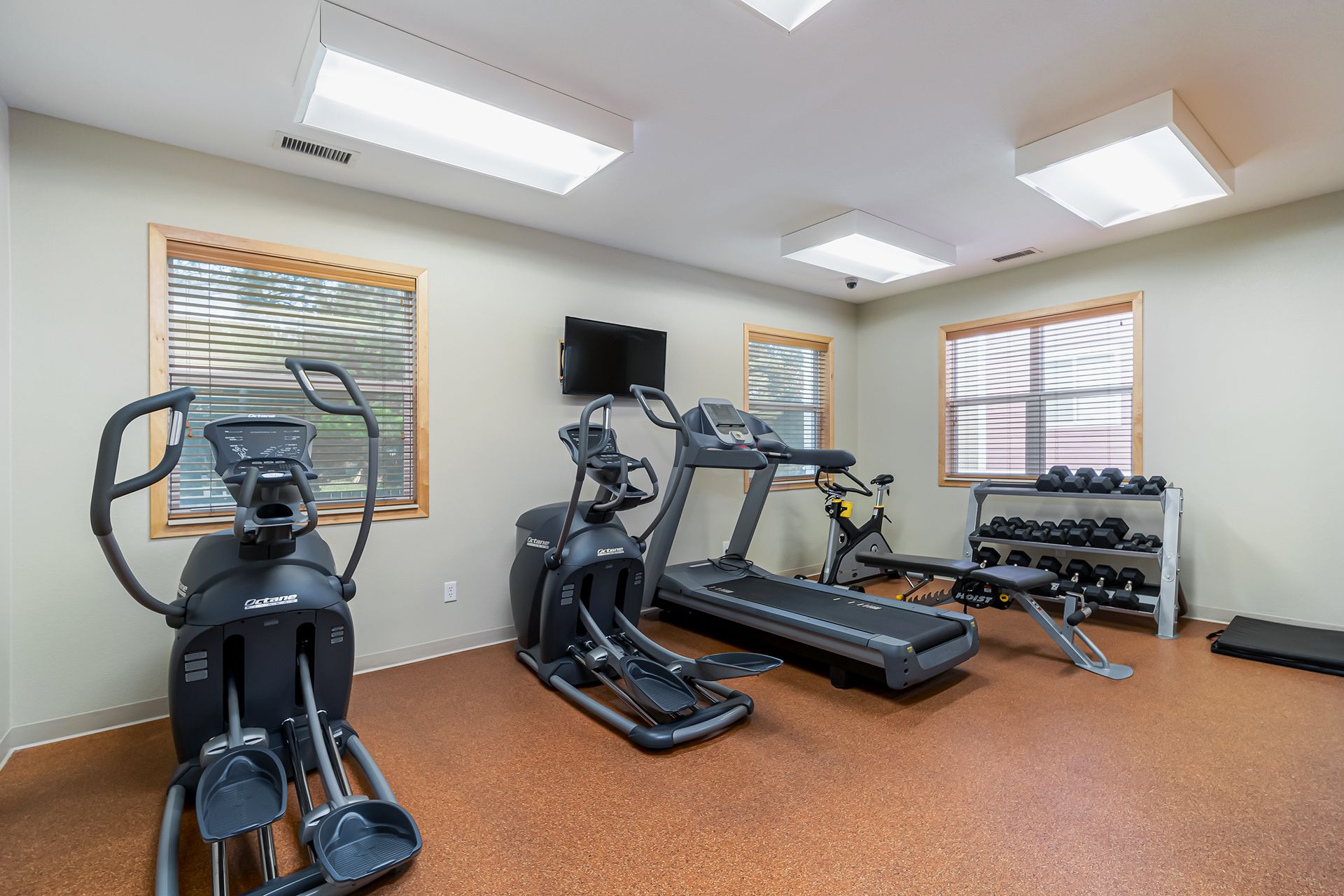 there are two treadmills and an elliptical in the gym .