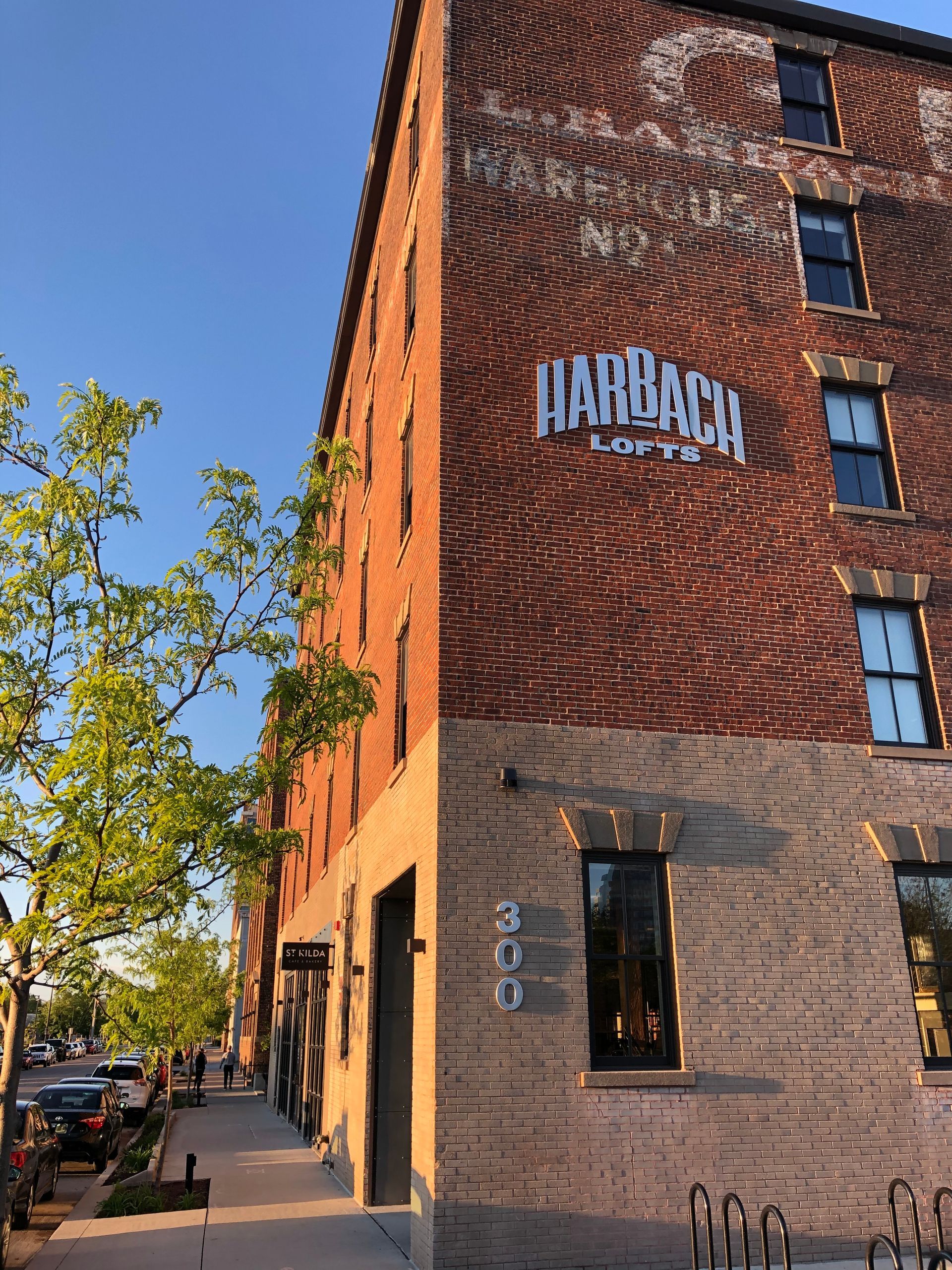 a large brick building with the word harbach on it