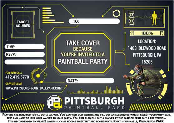 Paintball Party Invitation Preview