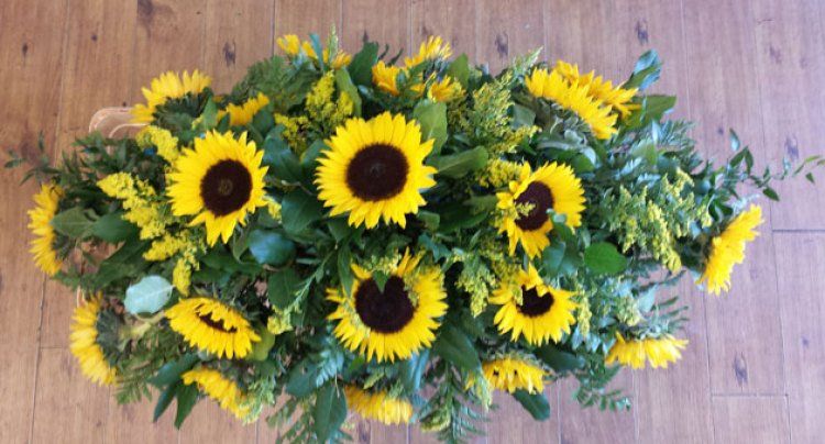 Funeral  flowers arrangement  -sunflowers