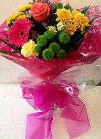 pink, green & yellow bouquet