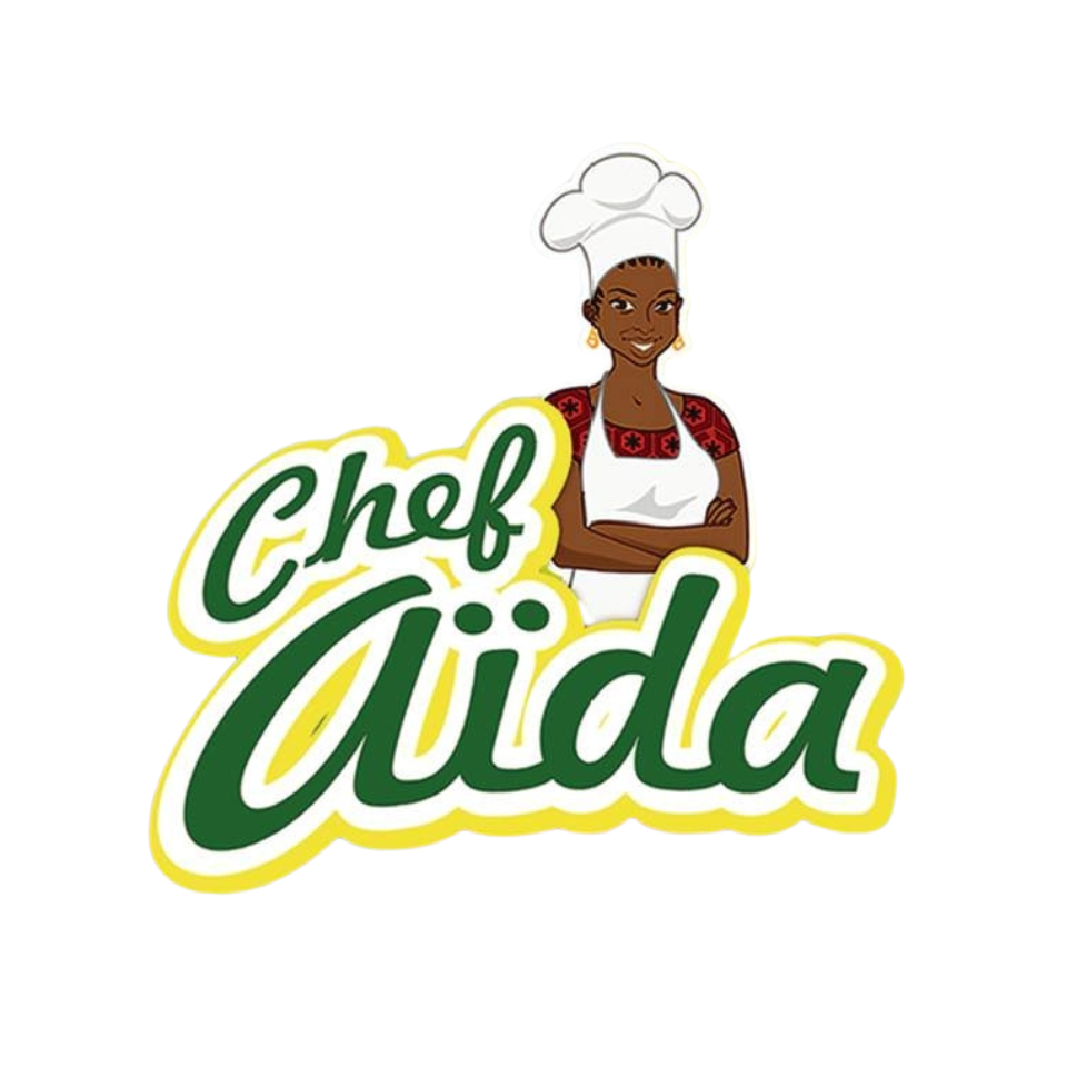 Le logo du chef aida montre une femme portant un chapeau de chef et un tablier.