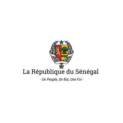 Un logo pour la république du sénégal avec un blason sur fond blanc.
