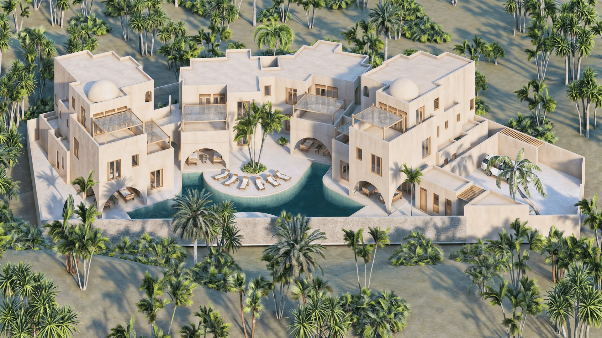 Overview of the entire Sunset Dream Watamu complex with unit numbers and detailed floor plans. Apartments with 2 or 3 bedrooms, available on the ground floor or upper levels. Some already sold.