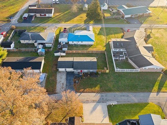 An aerial view of a residential area with a lot of houses.