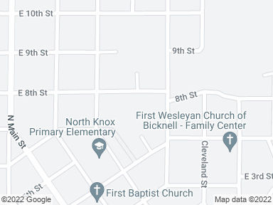 A map of north knox primary elementary and first baptist church.