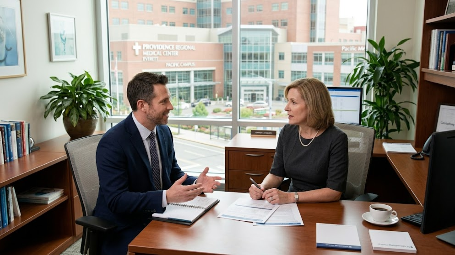healthcare staffing consultation hospital executive meeting
