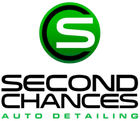 A green and black logo for second chances auto detailing