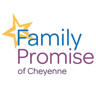 Logo for Family Promise of Cheyenne featuring a yellow star and text in blue and purple.