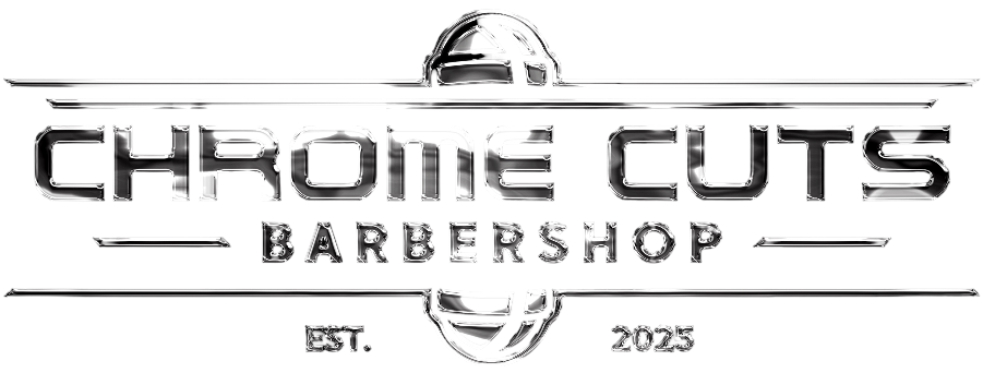 Chrome Cuts Barbershop logo with text and design in a rectangular frame. 