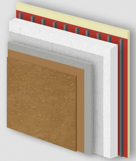 Image of cross section showing layers of EIFS system