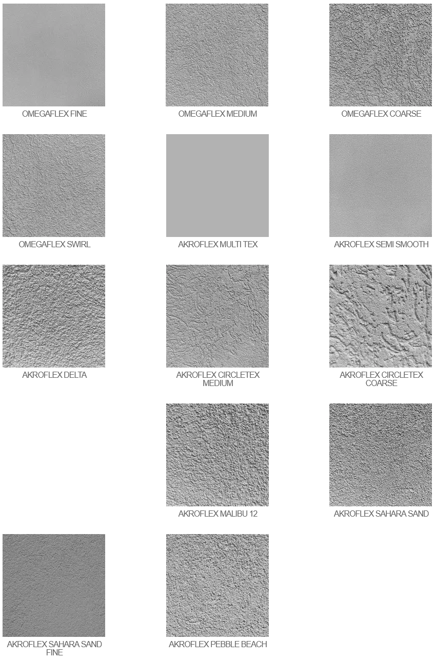 Photo with texture swatches of Acrylic Stucco
