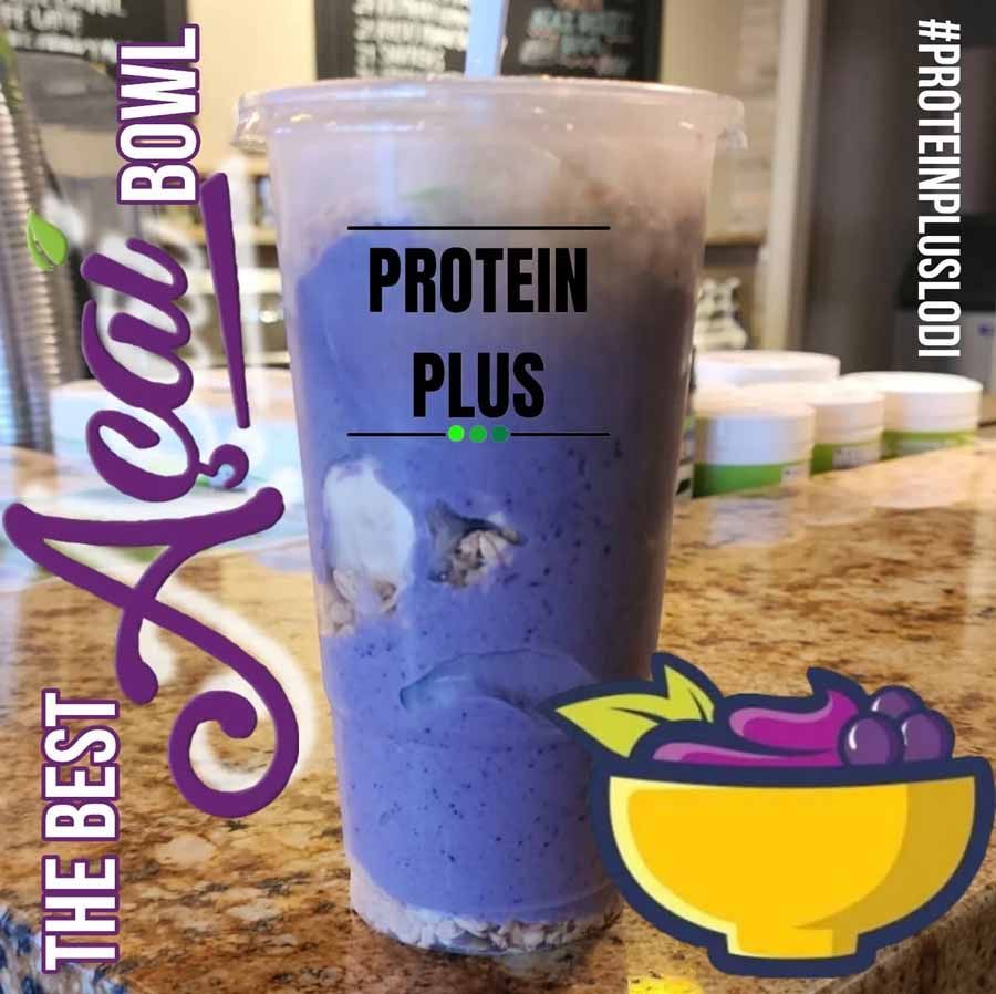 Açaí bowl in a clear cup from 