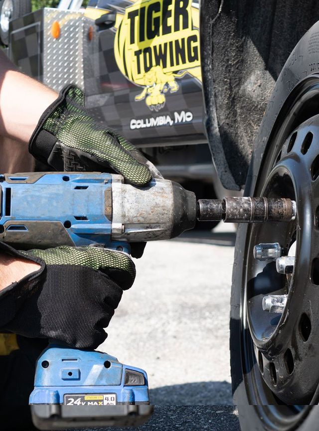 Flat Tire Change Columbia MO Tiger Towing