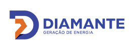 A blue and orange logo for diamante geracao de energia