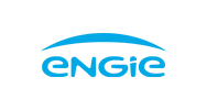 O logotipo da engie é azul e branco em um fundo branco.