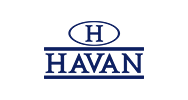 O logotipo da havan é azul e branco e parece um helicóptero.