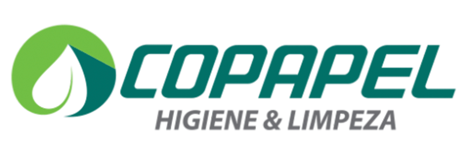 Um logotipo verde e azul para a copapel higiene e limpeza