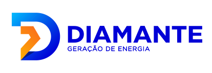 A blue and orange logo for diamante geracao de energia