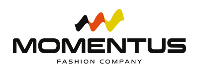 O logotipo da empresa de moda momento está em um fundo branco.