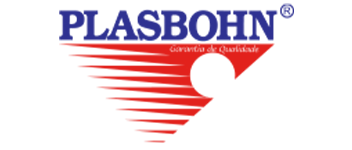 Um logotipo vermelho e branco para uma empresa chamada Plasbohn