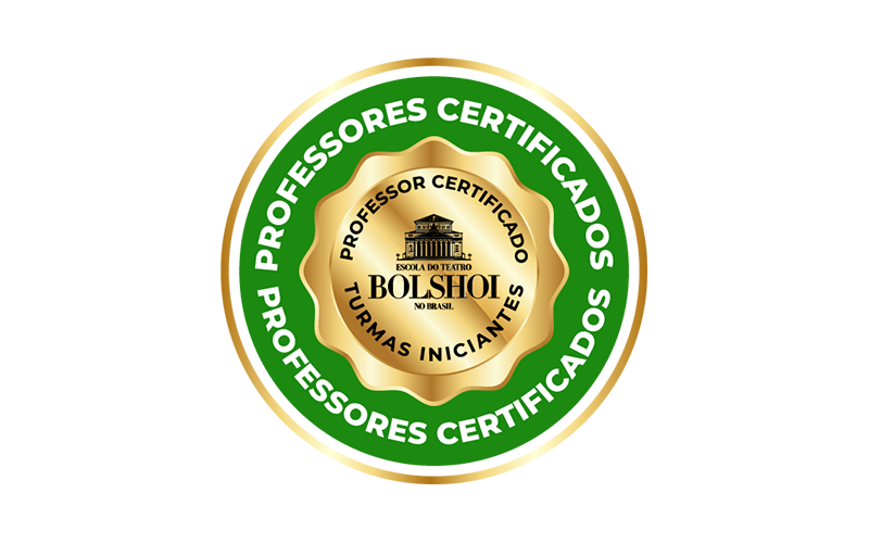 A green and gold badge that says professores certificados