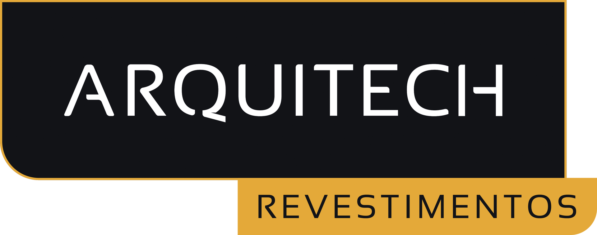A black and gold logo for arquitech revestimentos