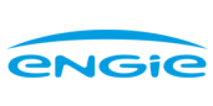 Um logotipo azul da Engie em um fundo branco.