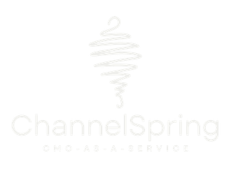 ChannelSpring logo: white, stylized spring shape above company name, 