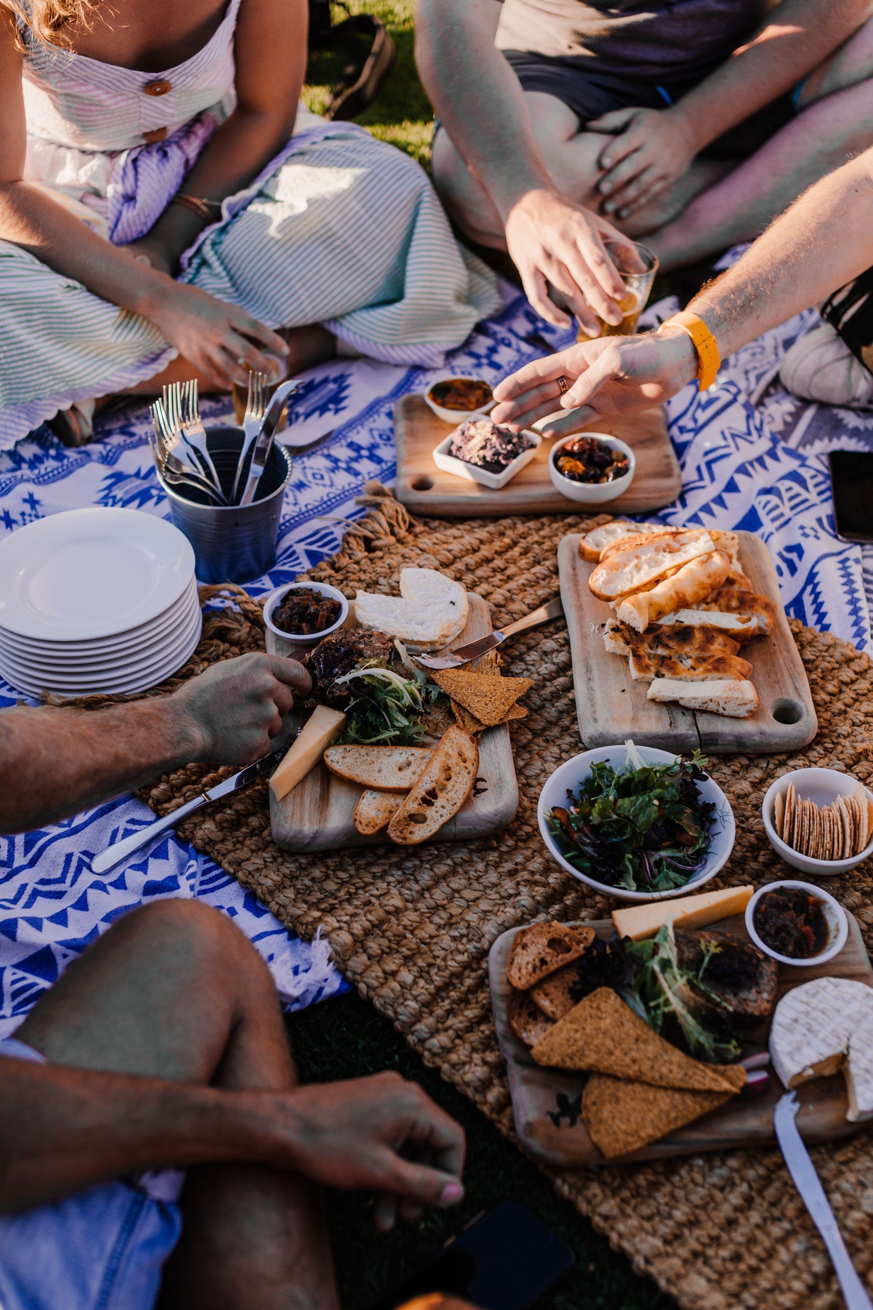 A picnic event at the flower field at Mallard Grange Farm in North Yorkshire