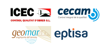 Logotipos de ICEC, Cecam, Geomar y Eptisa, empresas especializadas en control de calidad e ingeniería.