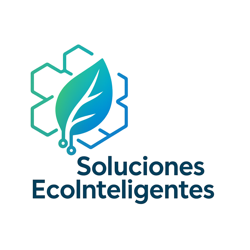 Es un logotipo para una empresa llamada soluciones ecointeligentes.
