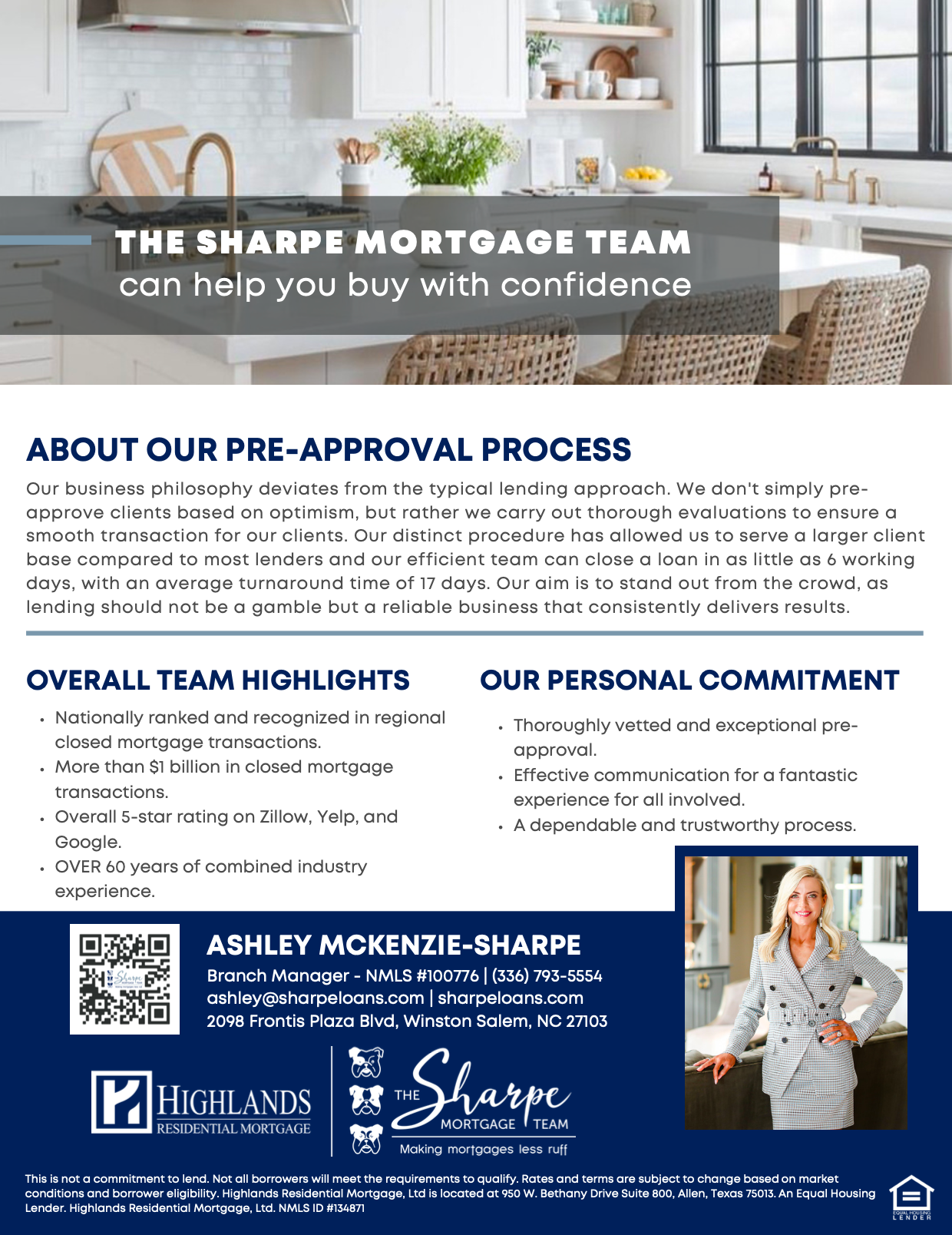 An advertisement for the sharpe mortgage team