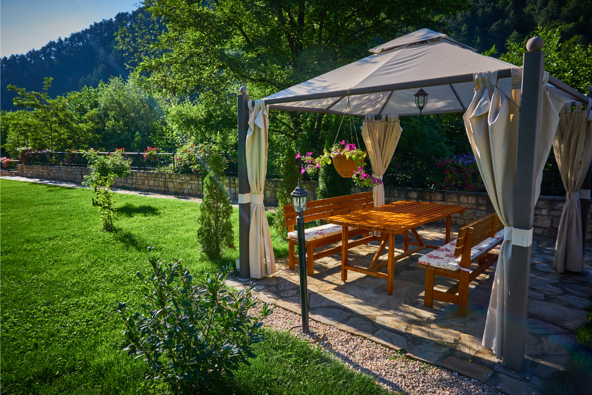 Summer shade on backyard patio